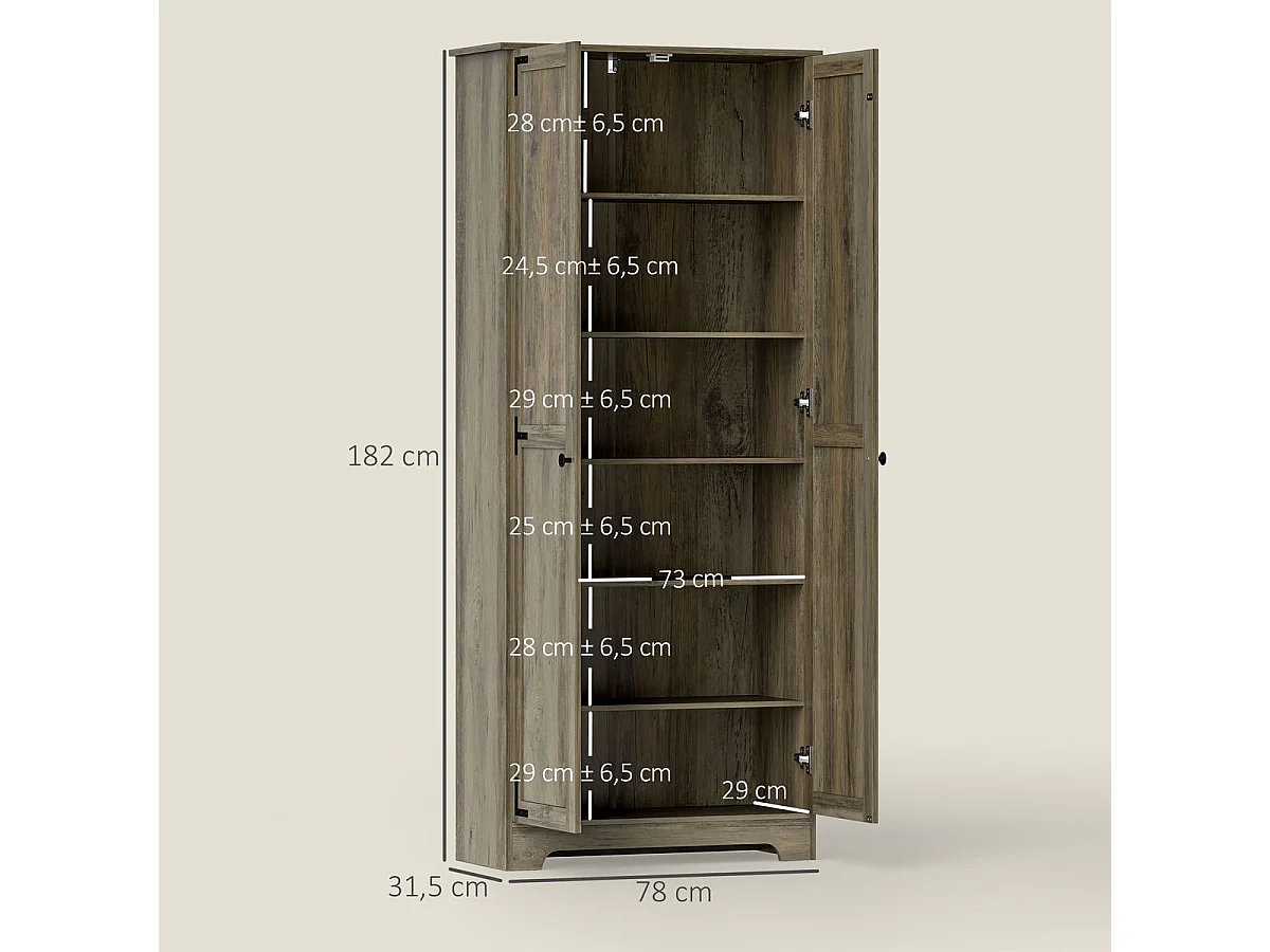 Aparador Estrella Homcom 2 puertas marrón 182x78x31,5 cm