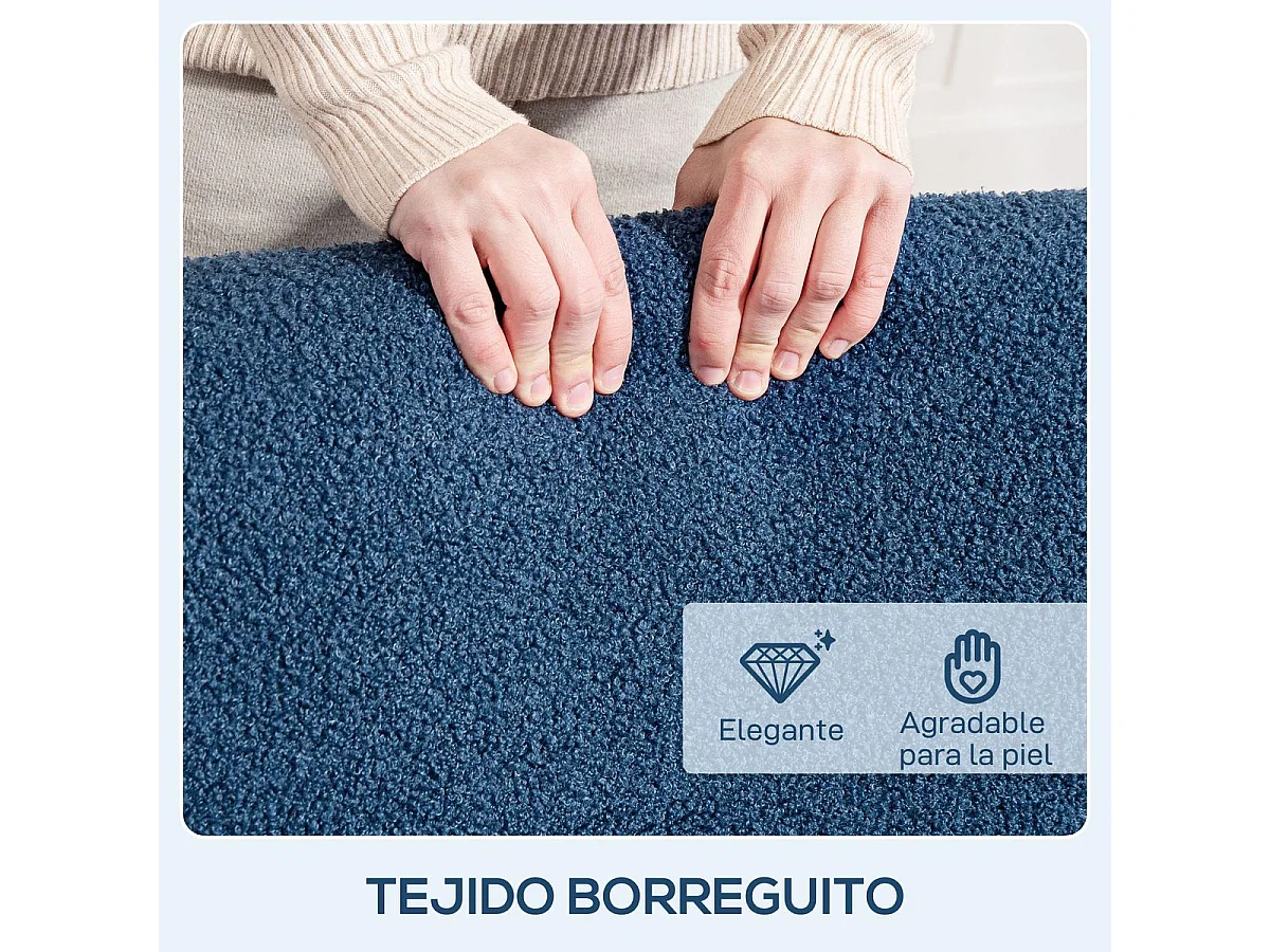 Butaca Malhia Homcom tapizado borreguito azul 78x74,5x76 cm