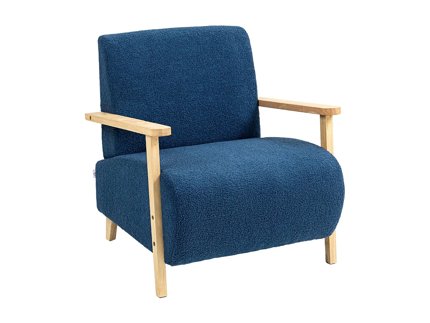 Butaca Malhia Homcom tapizado borreguito azul 78x74,5x76 cm