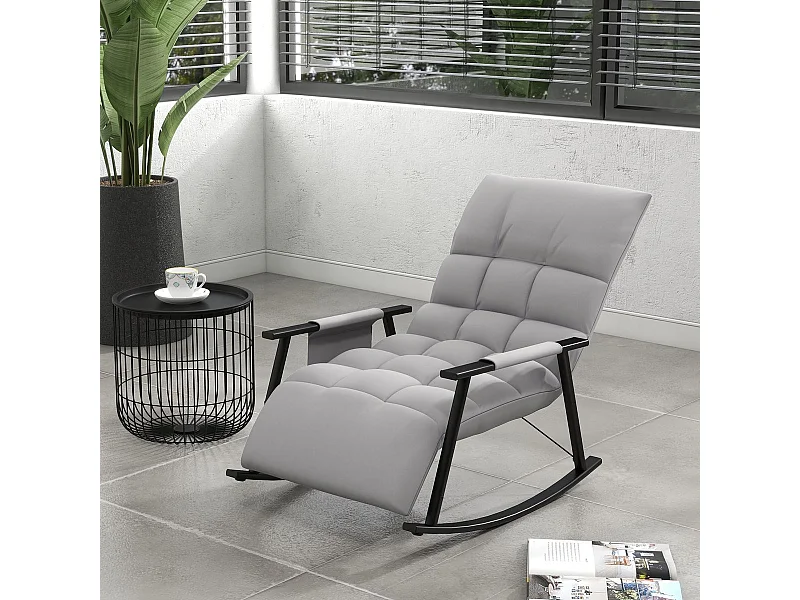 Mecedora Lidhia Homcom reclinable con reposapiés gris 70x60x134 cm