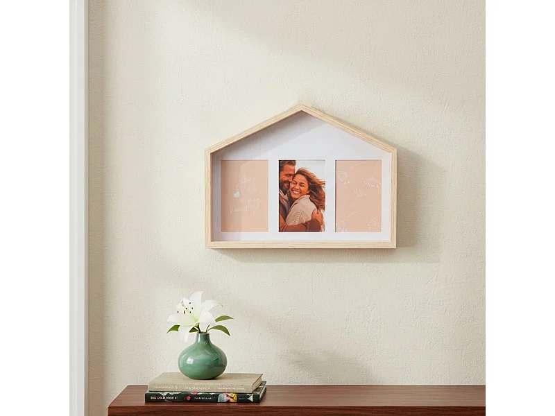 Portafotos para 3 fotos con gancho natural 27x37x4 cm