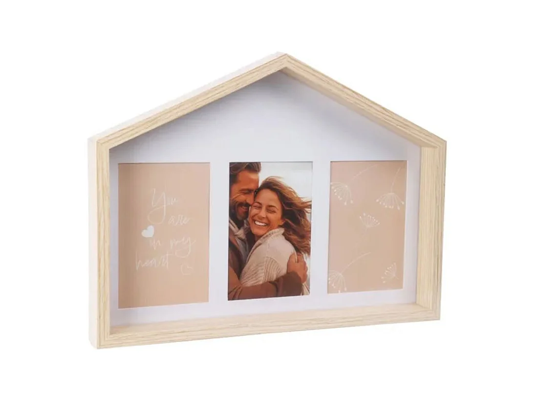 Portafotos para 3 fotos con gancho natural 27x37x4 cm
