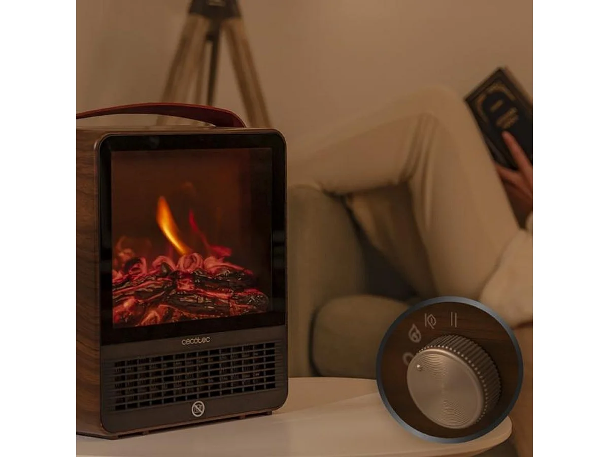 Calefactor cerámico Cecotec ReadyWarm 1500 Flames 1500W 2 modos con luz marrón