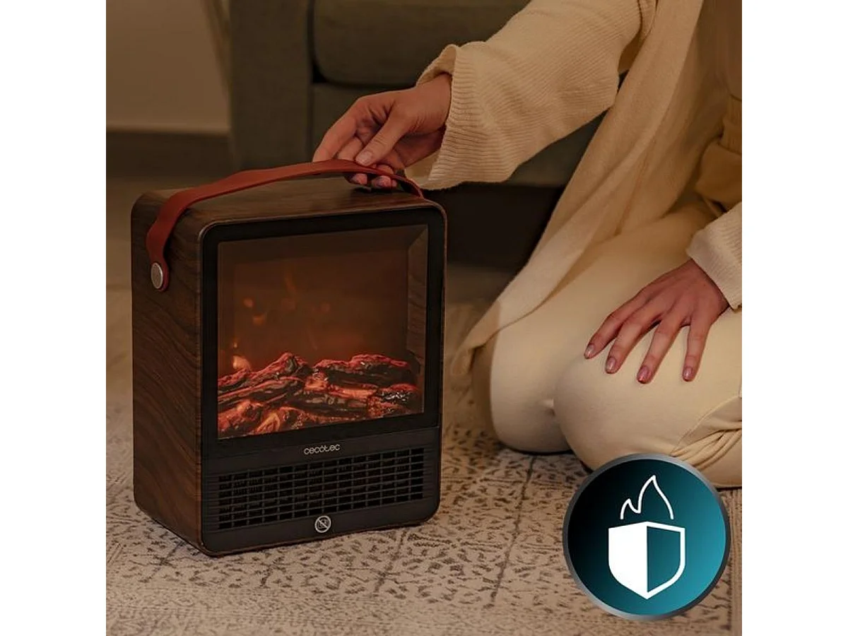 Calefactor cerámico Cecotec ReadyWarm 1500 Flames 1500W 2 modos con luz marrón