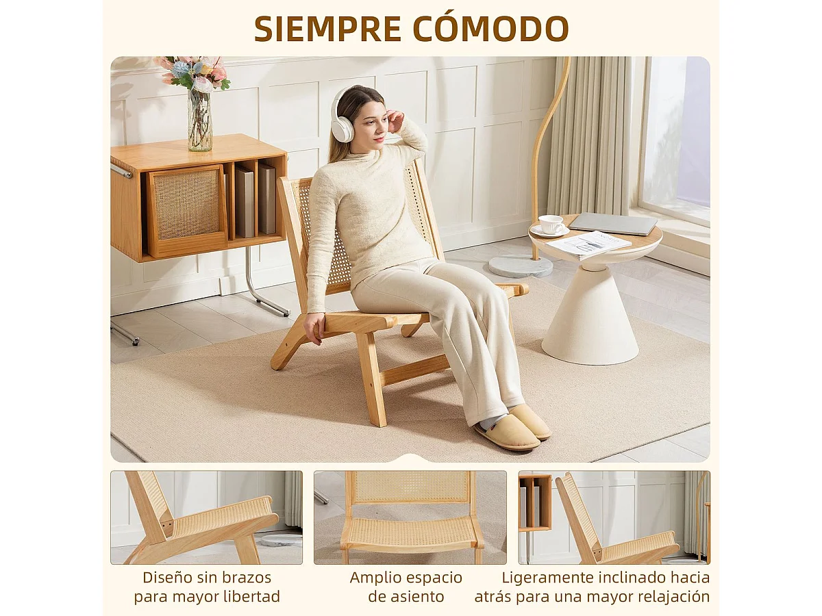 Butaca Naia Homcom respaldo amplio natural 74x64x70 cm