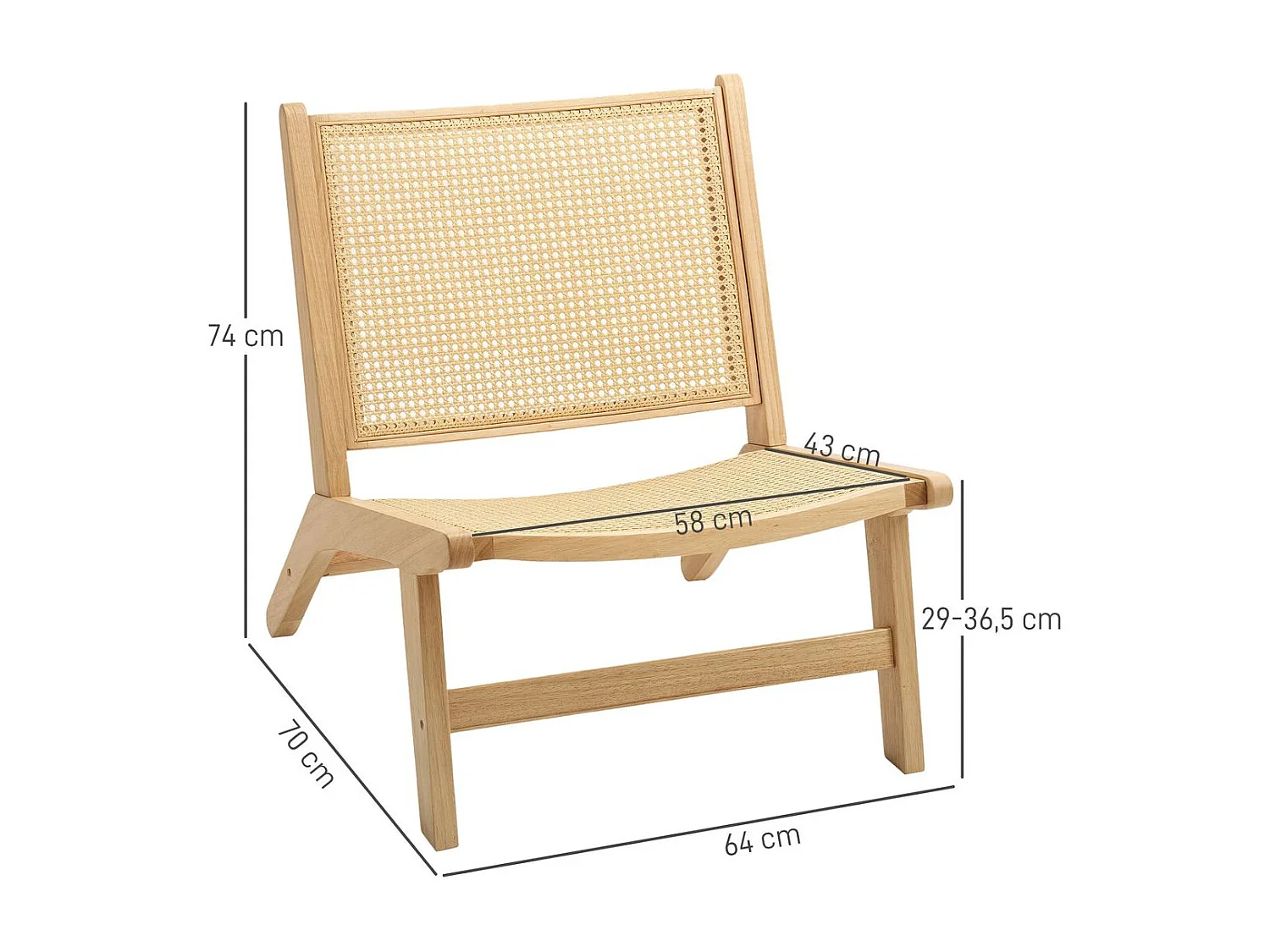 Butaca Naia Homcom respaldo amplio natural 74x64x70 cm