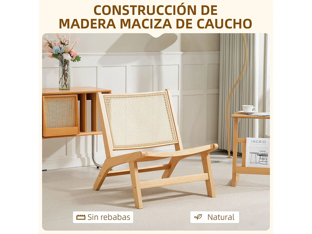 Butaca Naia Homcom respaldo amplio natural 74x64x70 cm