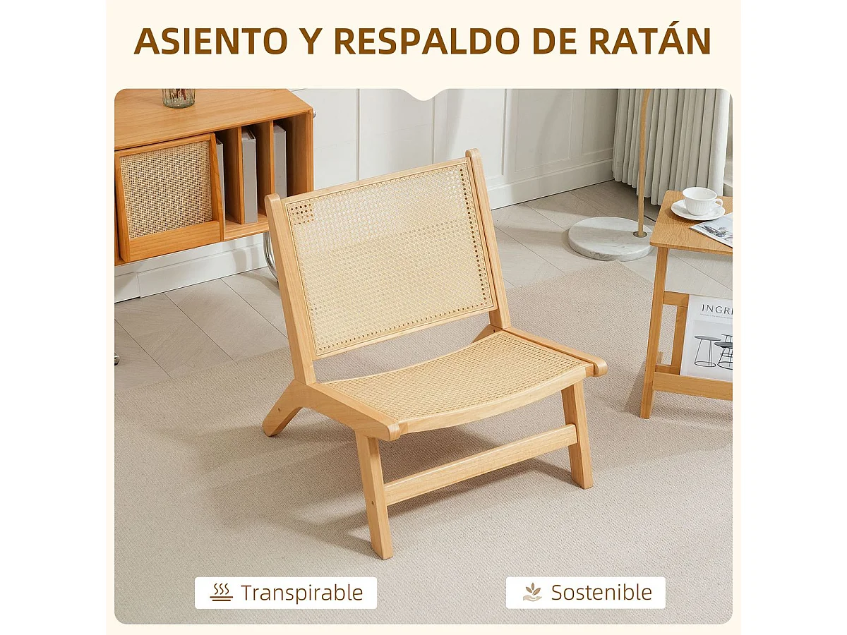Butaca Naia Homcom respaldo amplio natural 74x64x70 cm