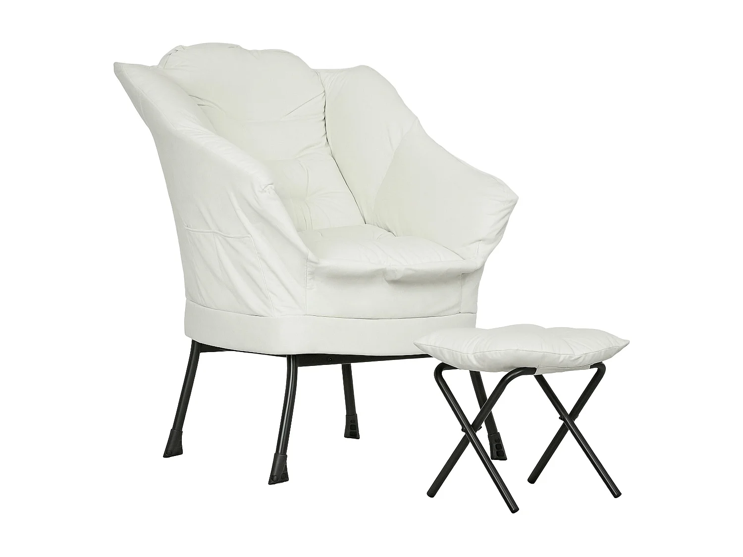 Butaca Nube Homcom con reposapiés crema 100x80x78 cm