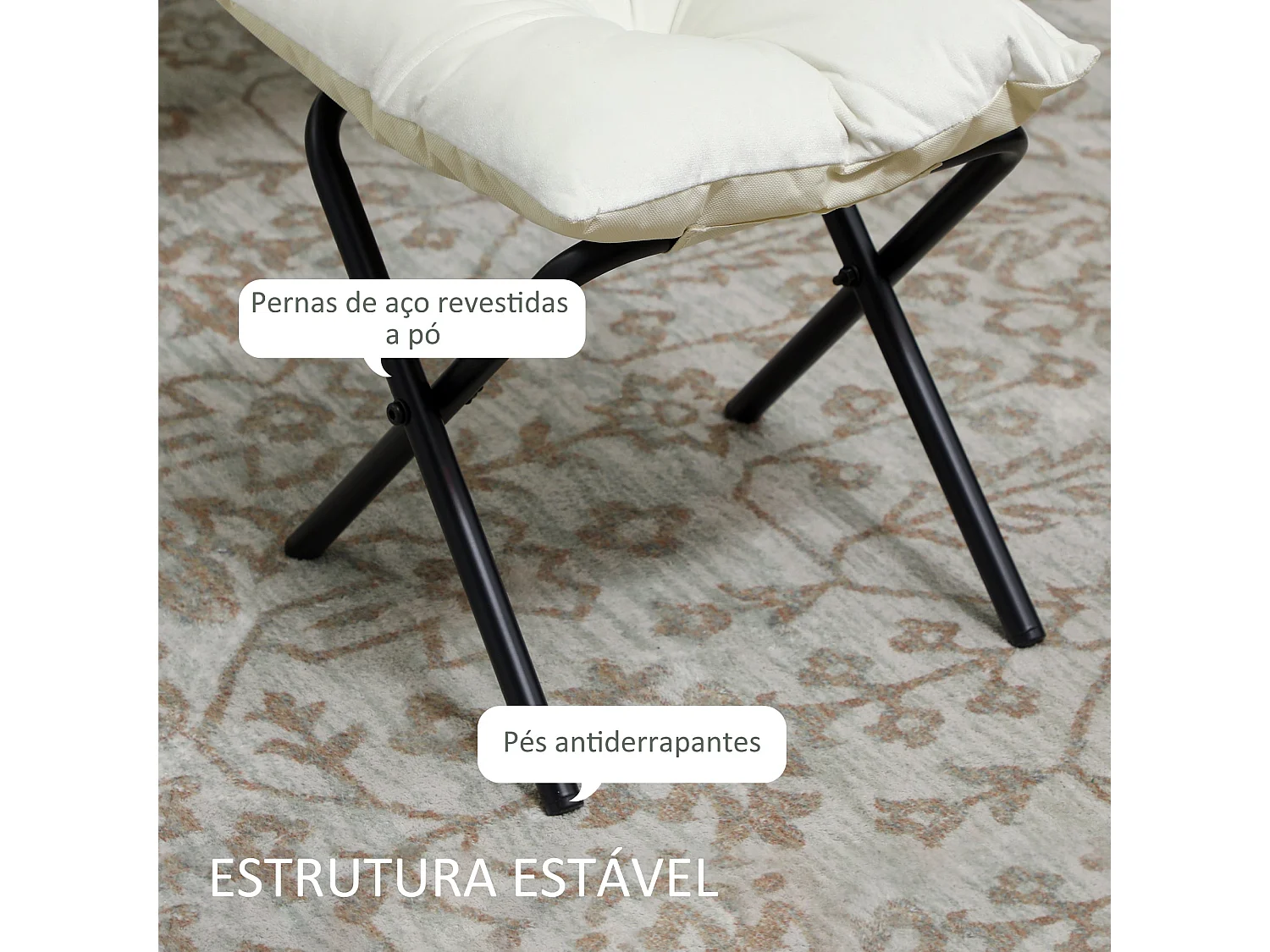 Poltrona Relax para Sala de Estar com Apoio para os Pés e Bolsos Laterais - Conforto e Estilo em Creme