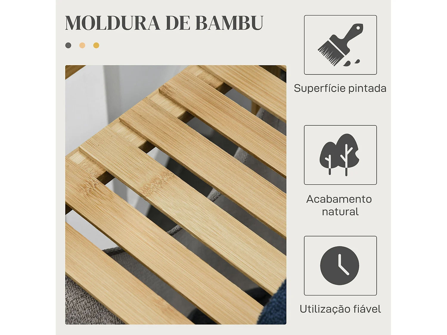 Cesto de ropa sucia Nalón Homcom 2 compartimentos + estante superior bambú gris/natural 73x33x64 cm