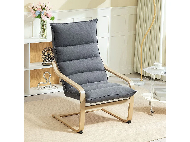 Butaca Aurex Homcom respaldo acolchado + reposabrazos gris 105x67x83 cm