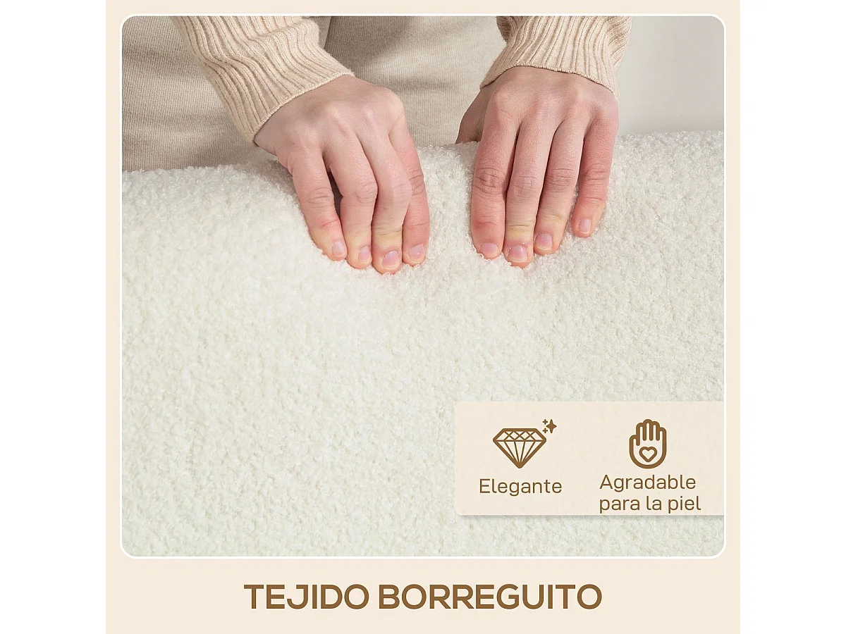 Butaca Malhia Homcom tapizado borreguito crema 78x74,5x76 cm