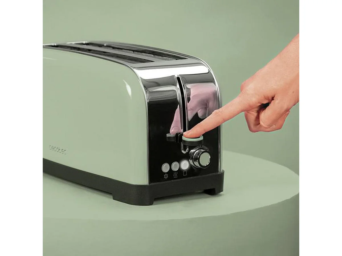 Tostador Cecotec Toastin'Time 1500W 2 ranuras + varillas superiores 7 niveles verde