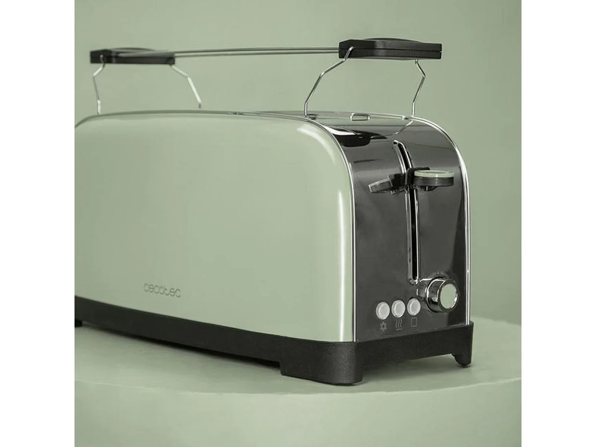 Tostador Cecotec Toastin'Time 1500W 2 ranuras + varillas superiores 7 niveles verde