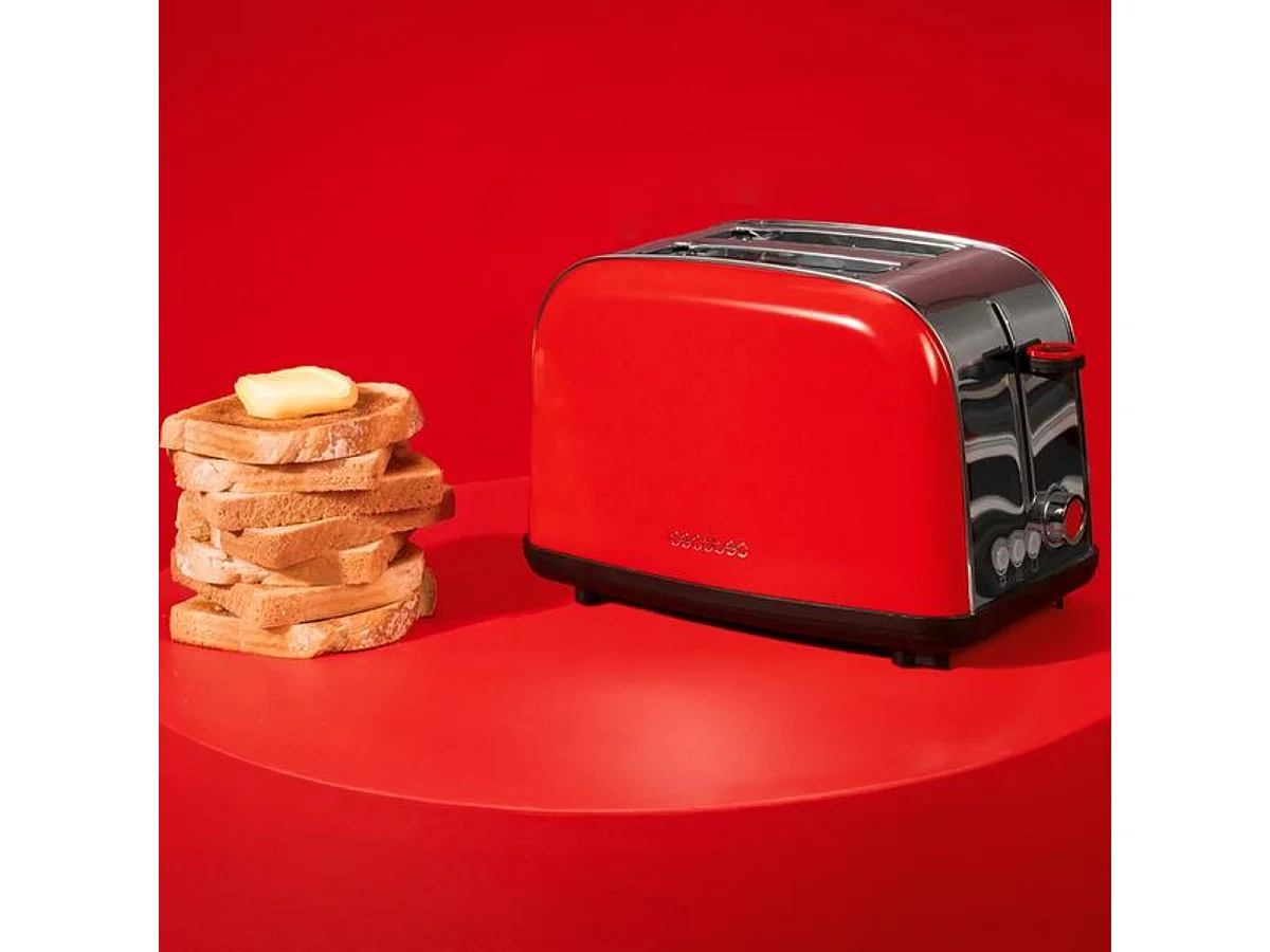 Tostador Cecotec Toastin'time Lite 850W 2 ranuras 7 potencias rojo
