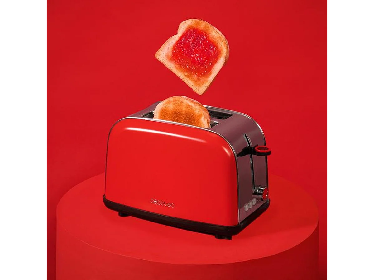 Tostador Cecotec Toastin'time Lite 850W 2 ranuras 7 potencias rojo