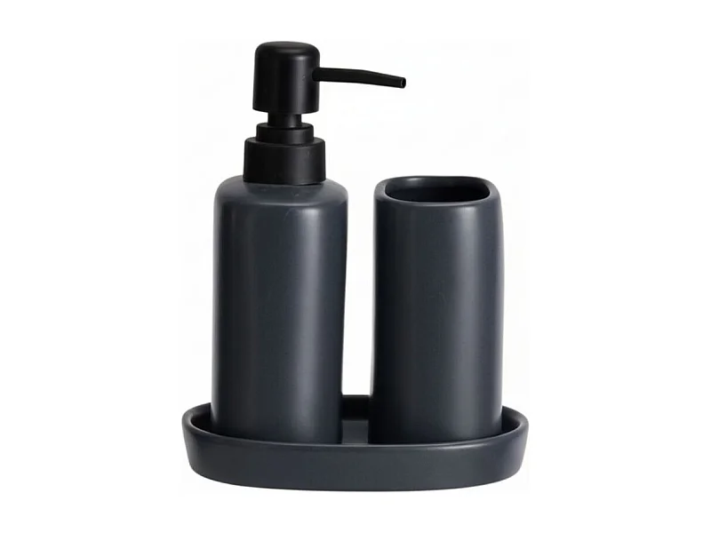 Set de baño Aqua 3 piezas dispensador, jabonera y vaso negro