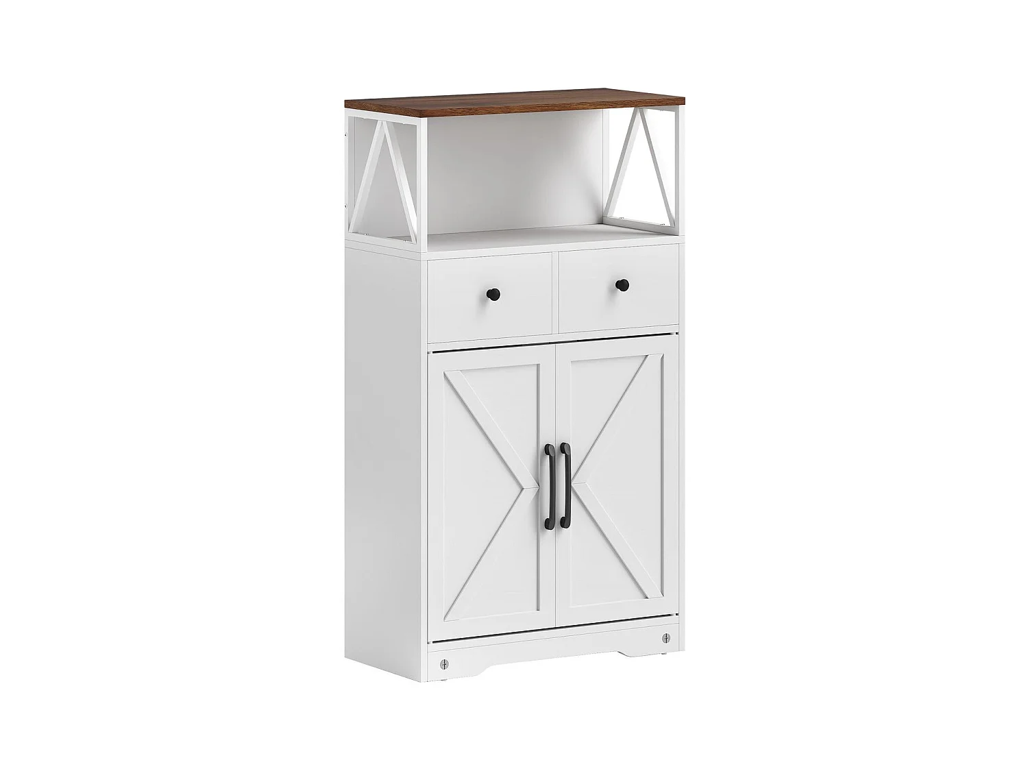 Aparador Barnet Homcom 2 cajones + 4 estantes blanco 108x60x31cm