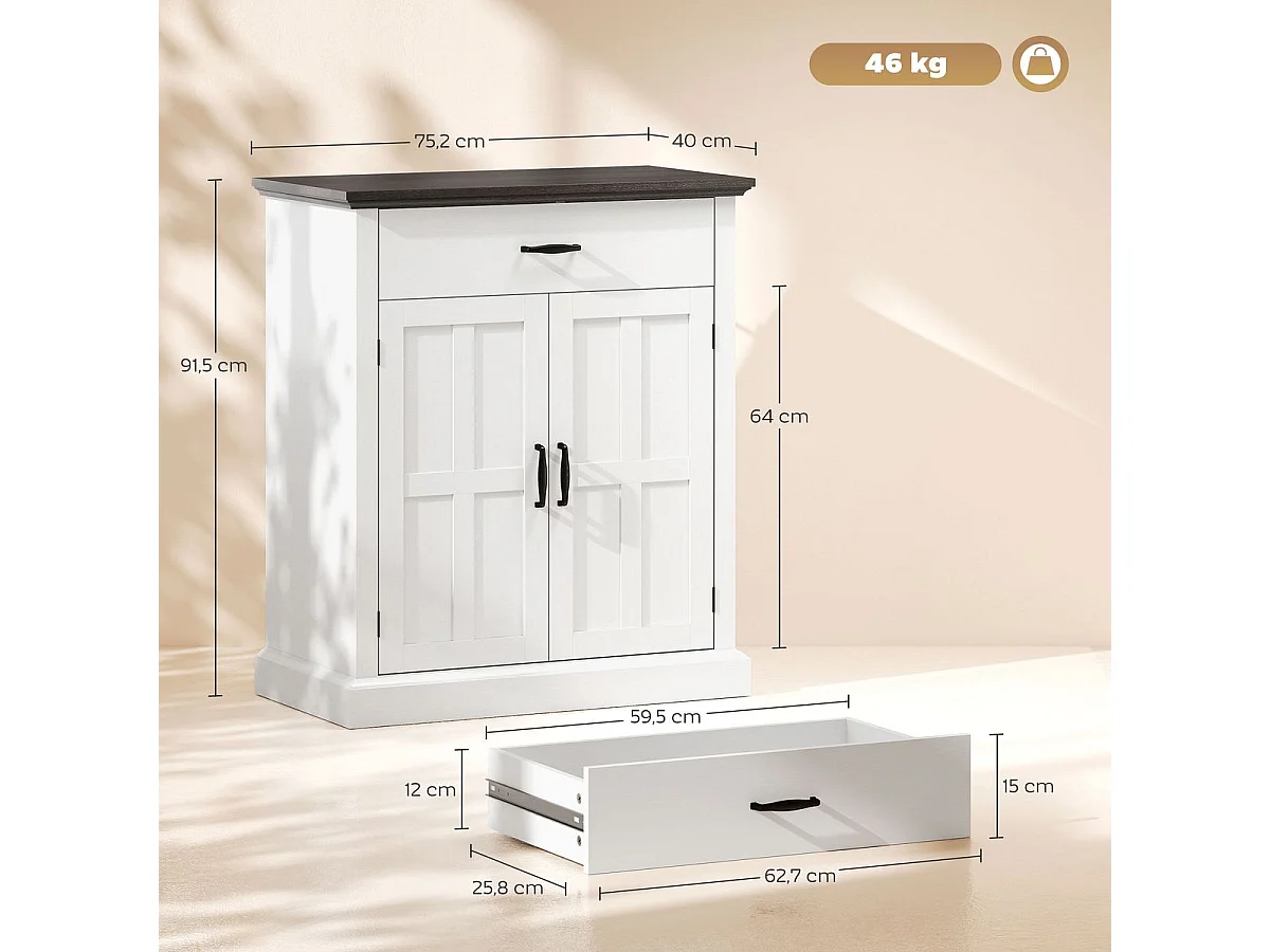 Aparador Emory Homcom 1 cajón + 2 puertas blanco