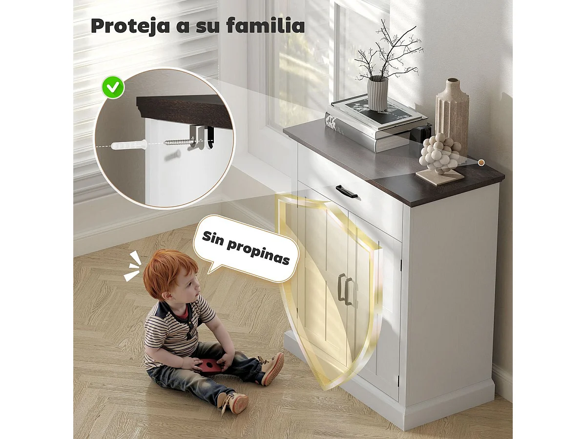 Aparador Emory Homcom 1 cajón + 2 puertas blanco