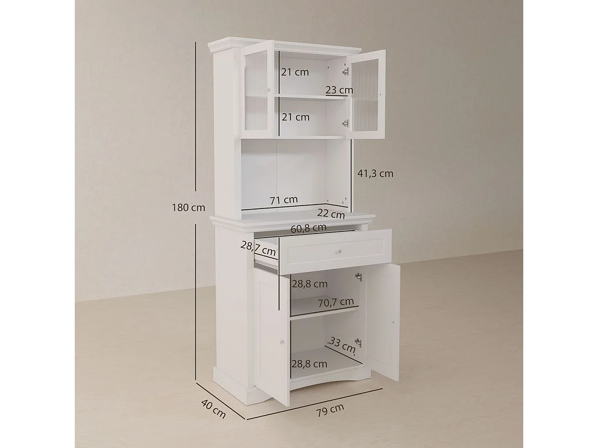 Alacena Valdena Homcom 1 cajón + 4 puertas blanco 180x79x40 cm