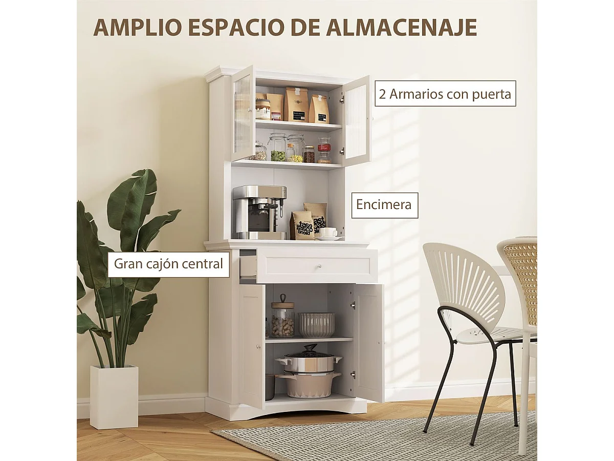 Alacena Valdena Homcom 1 cajón + 4 puertas blanco 180x79x40 cm