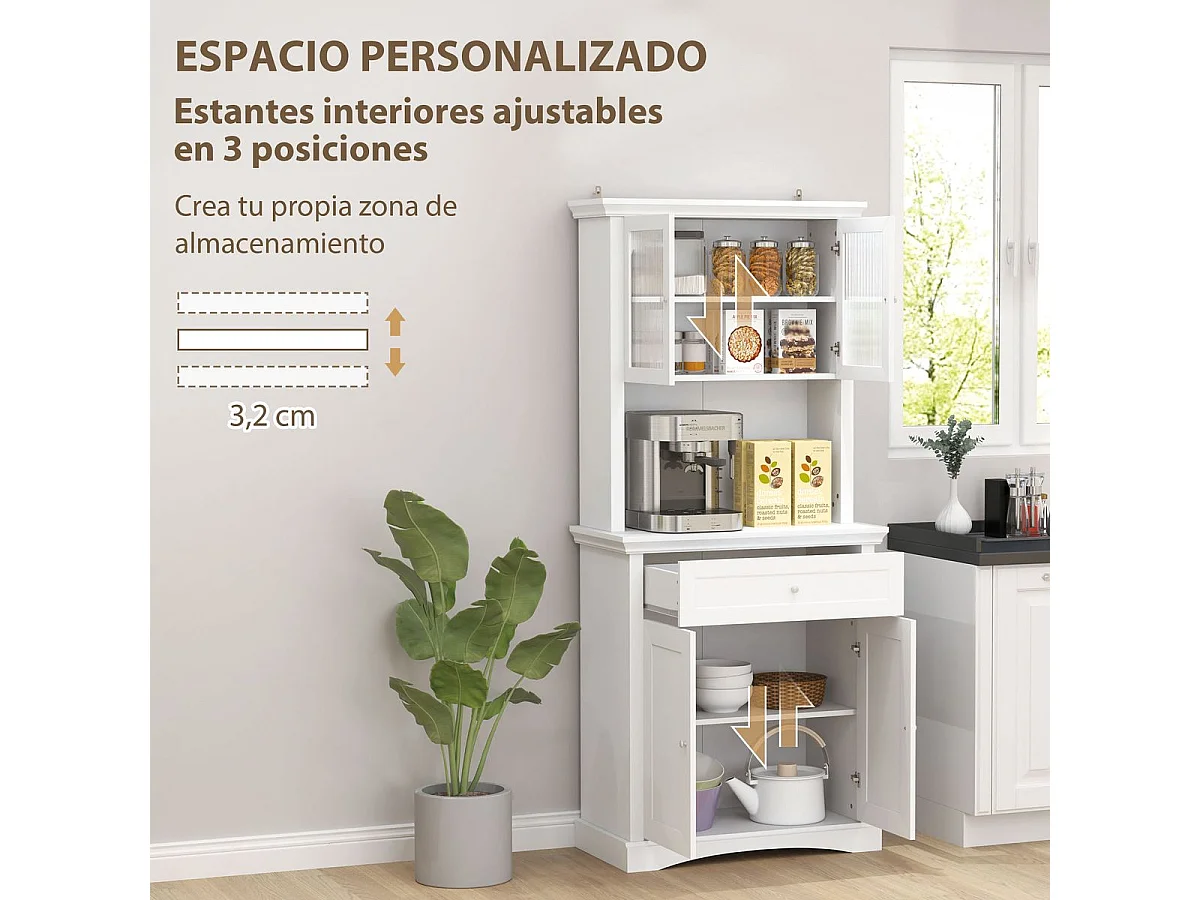 Alacena Valdena Homcom 1 cajón + 4 puertas blanco 180x79x40 cm