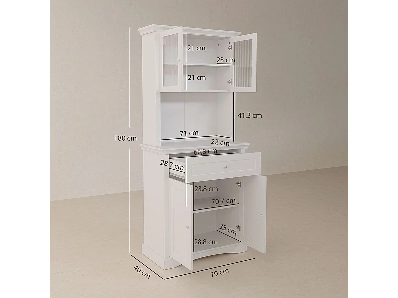 Alacena Valdena Homcom 1 cajón + 4 puertas blanco 180x79x40 cm