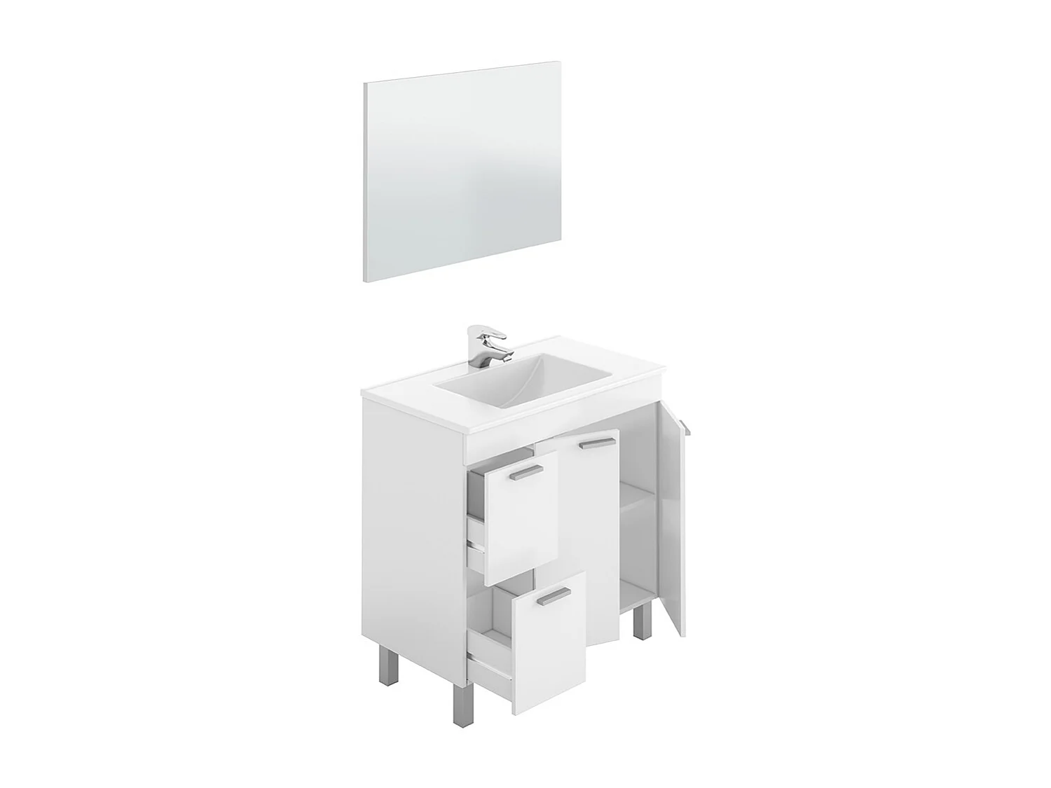 Mueble de baño sin lavabo y espejo Aktiva