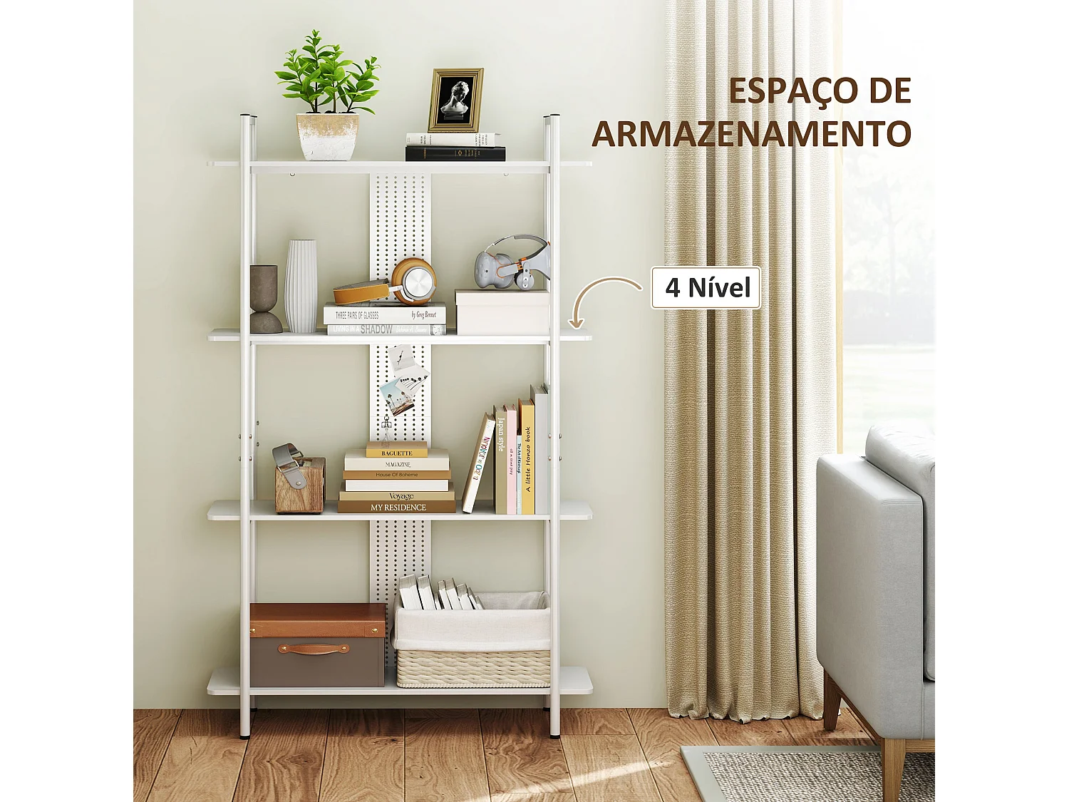 Estante Chamonix com 6 Prateleiras de Madeira - 100x35x160 cm para Organização Moderna