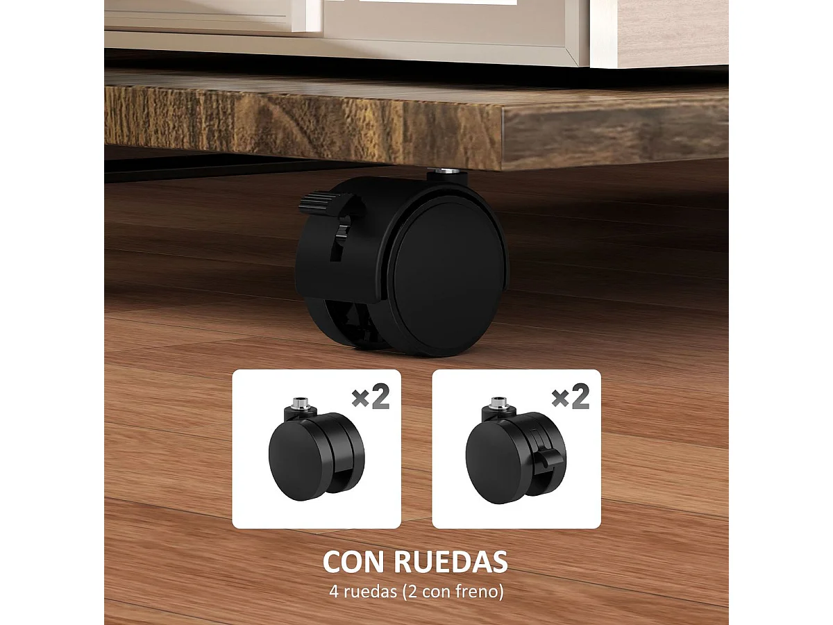 Mesa auxiliar Thalia Homcom con ruedas marrón/negro 60x52x34 cm