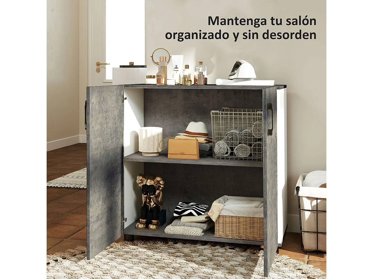 Aparador Liora Homcom 2 puertas gris 80x80x37 cm