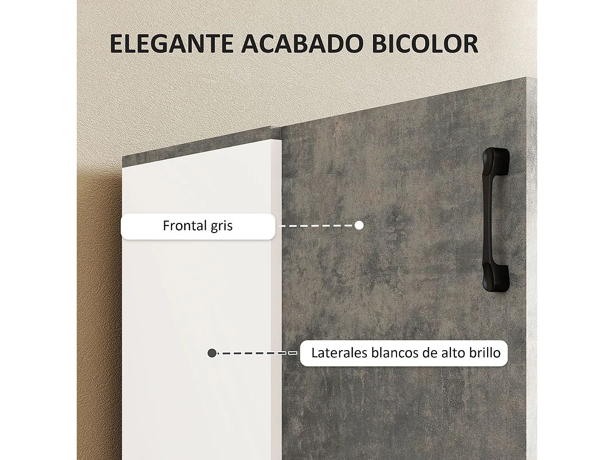 Aparador Liora Homcom 2 puertas gris 80x80x37 cm