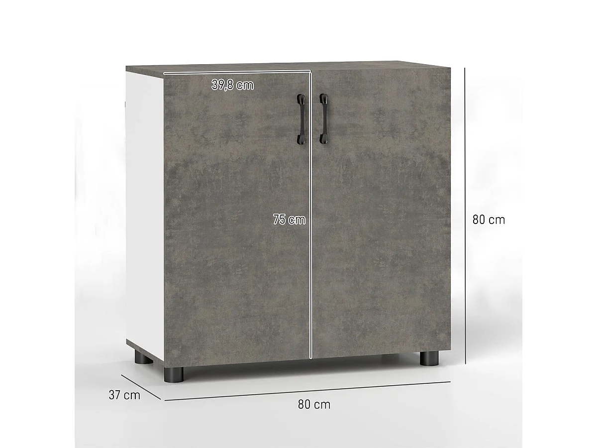 Aparador Liora Homcom 2 puertas gris 80x80x37 cm