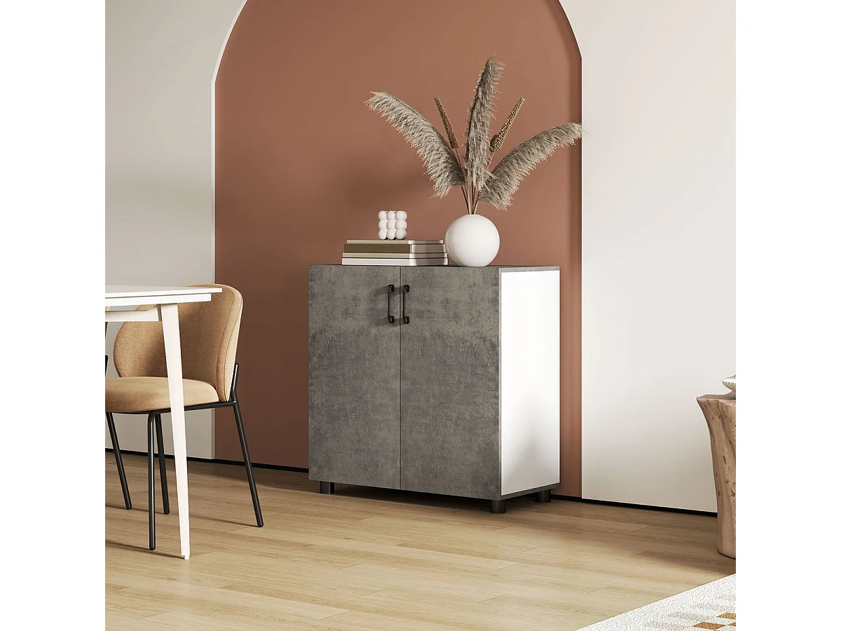 Aparador Liora Homcom 2 puertas gris 80x80x37 cm