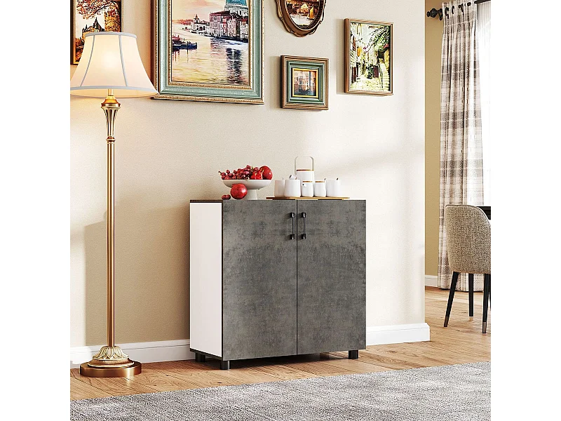 Aparador Liora Homcom 2 puertas gris 80x80x37 cm