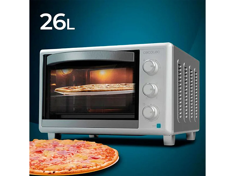 Horno de sobremesa Cecotec Bake&Toast 2600 4Pizza 1500W 26L piedra especial pizzas blanco