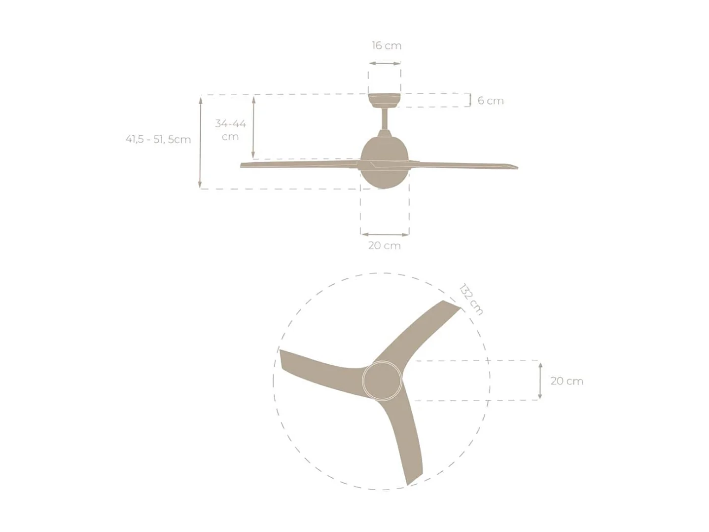 Ventilador de techo Evvo V522 60W 3 aspas 6 velocidades blanco Ø132 cm