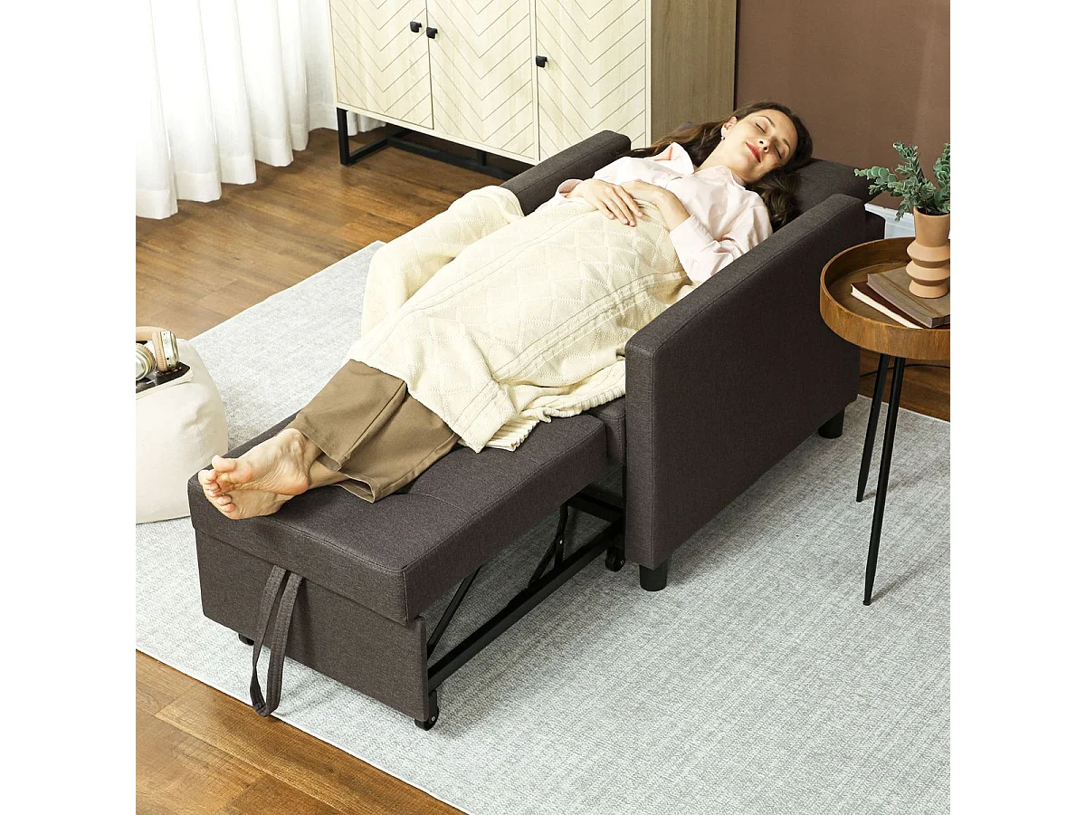 Sofá cama Einar Homcom 1 plaza 3 posiciones marrón oscuro 84x69x82,5 cm