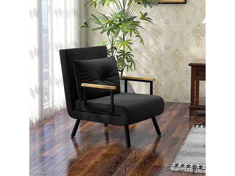 Sofá cama Prisma Homcom individual 4 en 1 negro 81x73x63cm