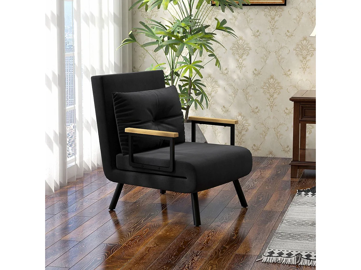 Sofá cama Prisma Homcom individual 4 en 1 negro 81x73x63cm