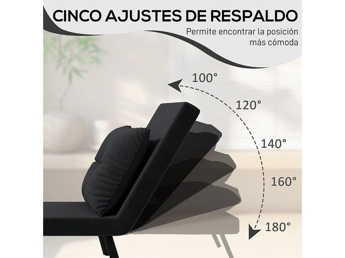 Sofá cama Prisma Homcom individual 4 en 1 negro 81x73x63cm