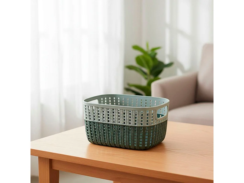 Cesta organizativa con asas verde 12x18x24 cm