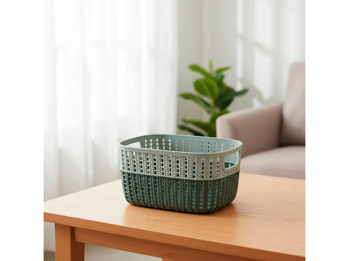 Cesta organizativa con asas verde 12x18x24 cm