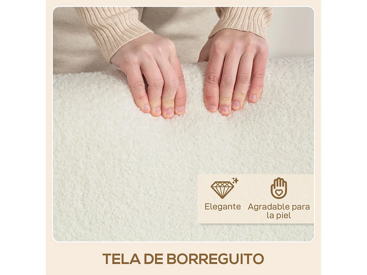 Sofá Tundra Homcom tapizado de borreguito blanco 78x118x76 cm
