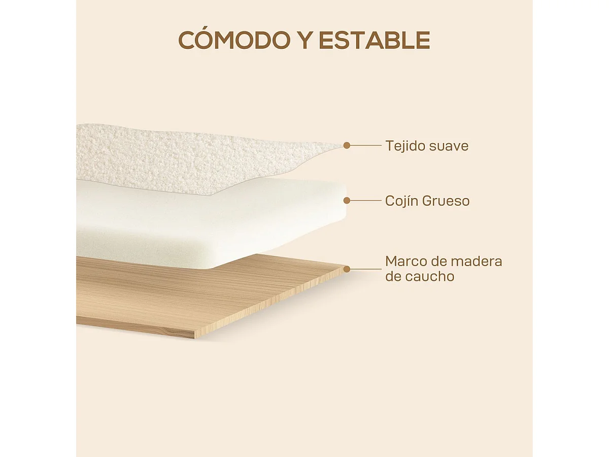 Sofá Tundra Homcom tapizado de borreguito blanco 78x118x76 cm