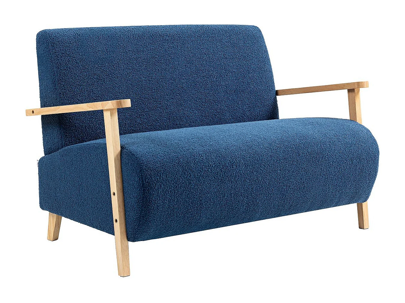 Sofá Tundra Homcom tapizado de borreguito azul 78x118x76 cm