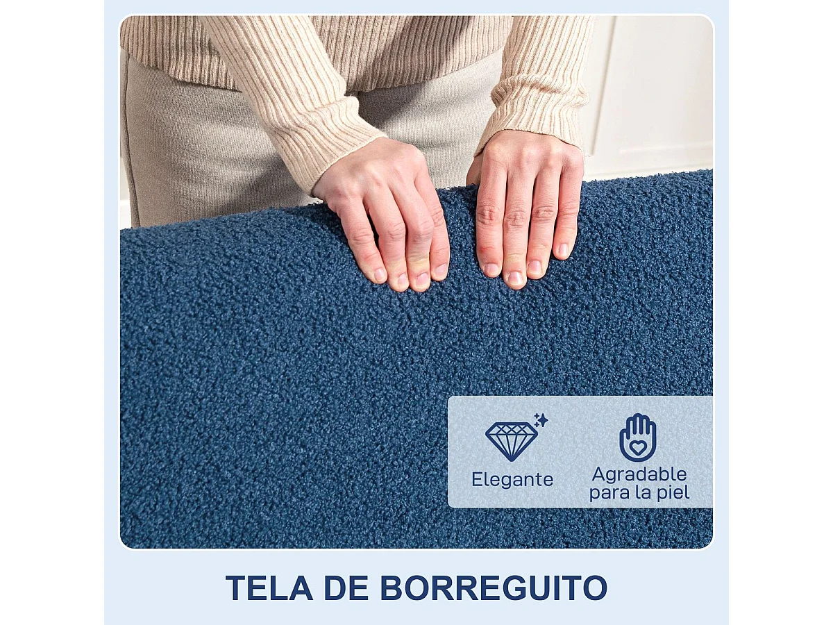 Sofá Tundra Homcom tapizado de borreguito azul 78x118x76 cm