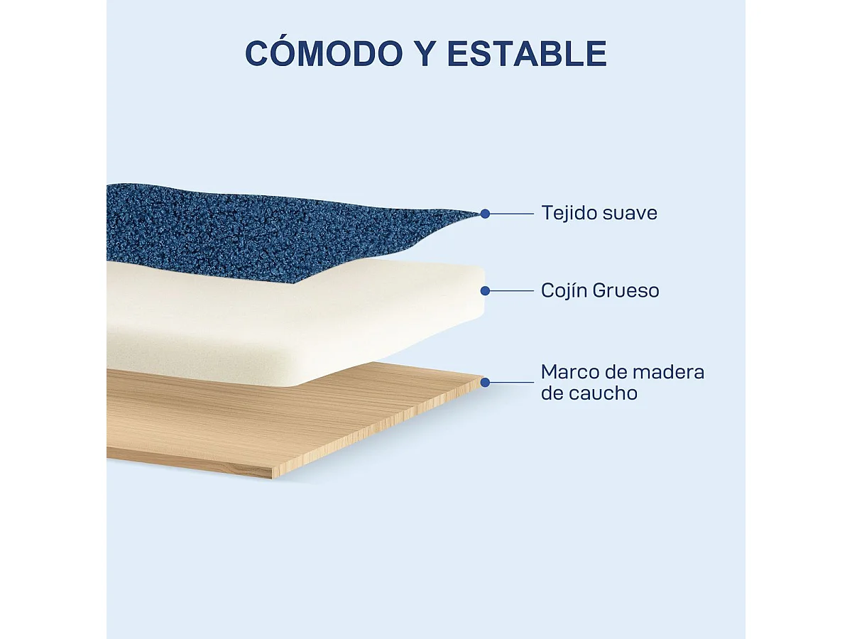 Sofá Tundra Homcom tapizado de borreguito azul 78x118x76 cm